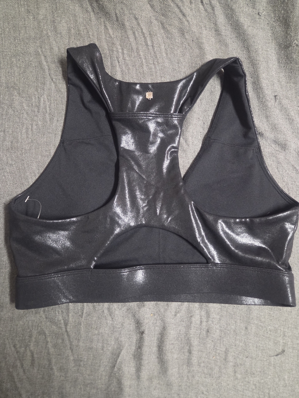 Fabletics Shiny Black Racerback Sports Bra